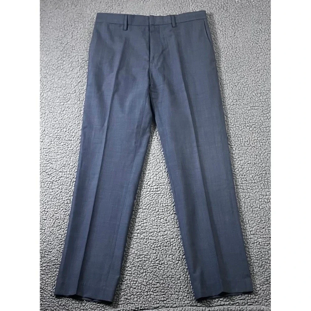 Banana Republic Mens 32x34 Tailored Slim Fit Dark Navy‎ Sharkskin Dress Pants
